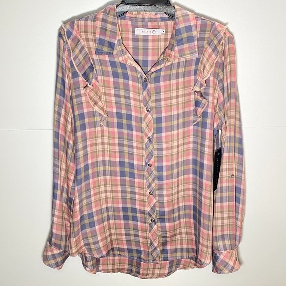 Billy T Plaid Shirt with Ruffles - NEW! - Picture 2 of 5